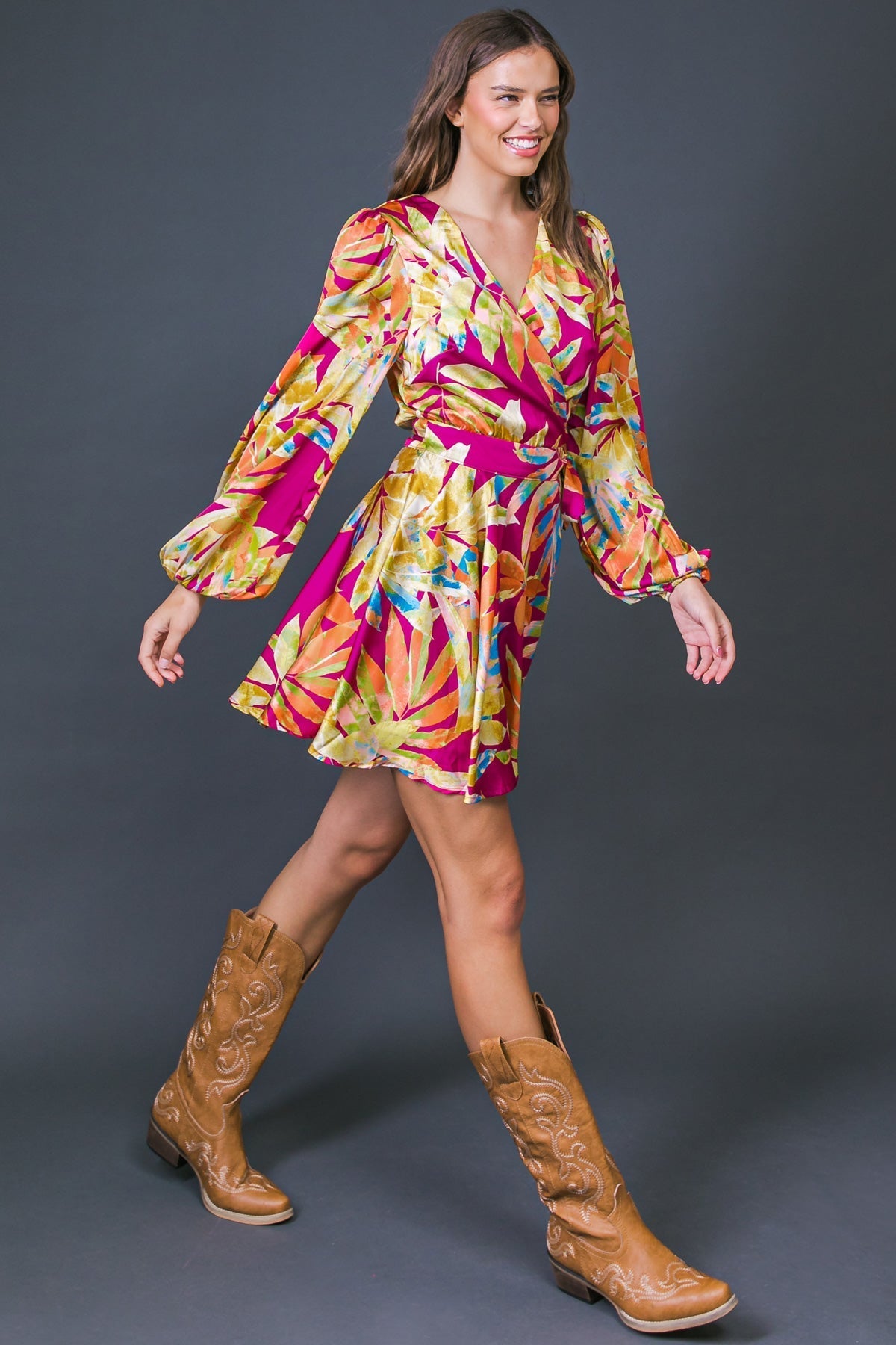 ALL FALL LONG WOVEN MINI DRESS Flying Tomato